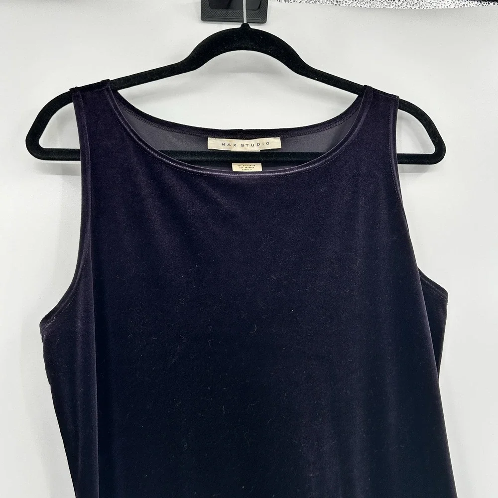 Vintage Y2K Purple Velvet Sleeveless Dress Size‎ M Whimisgoth Dark Academia CBK